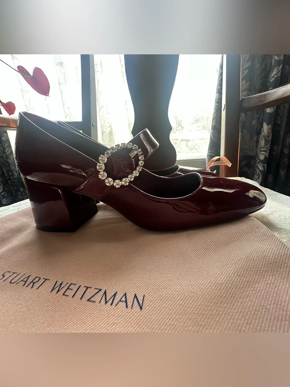 Stuart Weitzman Red Patent Leather Sloan 60 Mary Jane Heels